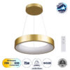GloboStar® SALEM 61243 Κρεμαστή Πλαφονιέρα Οροφής Δαχτυλίδι-Κύκλος LED CCT 75W 8625lm 120° AC 220-240V – Εναλλαγή Φωτισμού μέσω Τηλεχειριστηρίου All In One Ψυχρό 6000k+Φυσικό 4500k+Θερμό 2700k Dimmable Φ45cm – Χρυσό Σαμπανιζέ – 3 Years Warranty