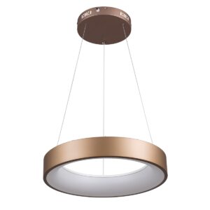 GloboStar® SALEM 61244 Κρεμαστή Πλαφονιέρα Οροφής Δαχτυλίδι-Κύκλος LED CCT 75W 8625lm 120° AC 220-240V – Εναλλαγή Φωτισμού μέσω Τηλεχειριστηρίου All In One Ψυχρό 6000k+Φυσικό 4500k+Θερμό 2700k Dimmable Φ45cm – Καφέ Χάλκινο – 3 Years Warranty