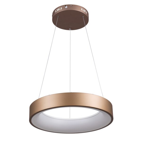 GloboStar® SALEM 61244 Κρεμαστή Πλαφονιέρα Οροφής Δαχτυλίδι-Κύκλος LED CCT 75W 8625lm 120° AC 220-240V – Εναλλαγή Φωτισμού μέσω Τηλεχειριστηρίου All In One Ψυχρό 6000k+Φυσικό 4500k+Θερμό 2700k Dimmable Φ45cm – Καφέ Χάλκινο – 3 Years Warranty