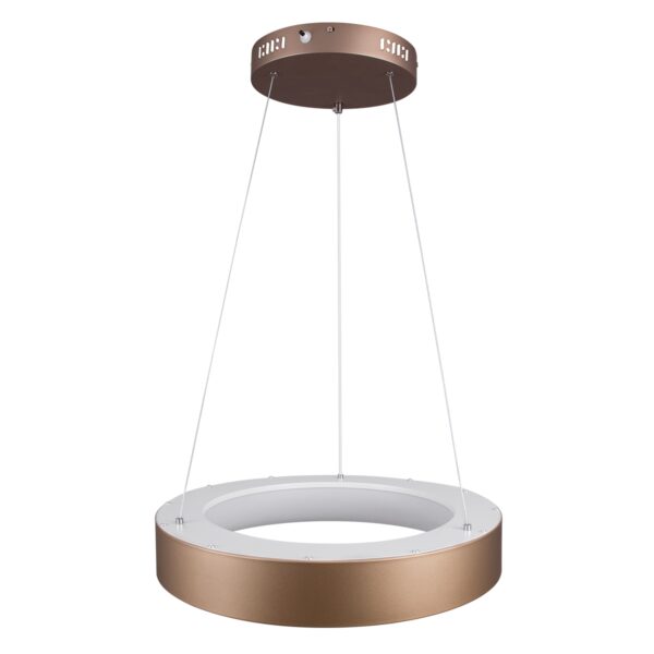 GloboStar® SALEM 61244 Κρεμαστή Πλαφονιέρα Οροφής Δαχτυλίδι-Κύκλος LED CCT 75W 8625lm 120° AC 220-240V – Εναλλαγή Φωτισμού μέσω Τηλεχειριστηρίου All In One Ψυχρό 6000k+Φυσικό 4500k+Θερμό 2700k Dimmable Φ45cm – Καφέ Χάλκινο – 3 Years Warranty