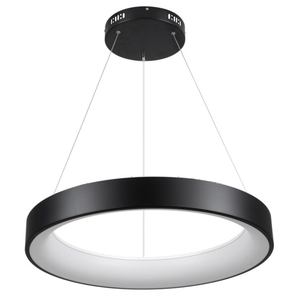 GloboStar® SALEM 61245 Κρεμαστή Πλαφονιέρα Οροφής Δαχτυλίδι-Κύκλος LED CCT 105W 12075lm 120° AC 220-240V – Εναλλαγή Φωτισμού μέσω Τηλεχειριστηρίου All In One Ψυχρό 6000k+Φυσικό 4500k+Θερμό 2700k Dimmable Φ60cm – Μαύρο – 3 Years Warranty
