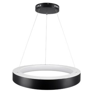 GloboStar® SALEM 61245 Κρεμαστή Πλαφονιέρα Οροφής Δαχτυλίδι-Κύκλος LED CCT 105W 12075lm 120° AC 220-240V – Εναλλαγή Φωτισμού μέσω Τηλεχειριστηρίου All In One Ψυχρό 6000k+Φυσικό 4500k+Θερμό 2700k Dimmable Φ60cm – Μαύρο – 3 Years Warranty