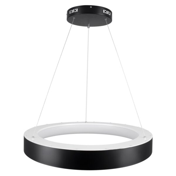 GloboStar® SALEM 61245 Κρεμαστή Πλαφονιέρα Οροφής Δαχτυλίδι-Κύκλος LED CCT 105W 12075lm 120° AC 220-240V – Εναλλαγή Φωτισμού μέσω Τηλεχειριστηρίου All In One Ψυχρό 6000k+Φυσικό 4500k+Θερμό 2700k Dimmable Φ60cm – Μαύρο – 3 Years Warranty