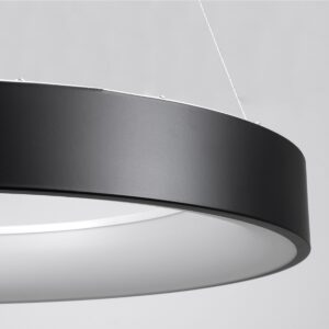 GloboStar® SALEM 61245 Κρεμαστή Πλαφονιέρα Οροφής Δαχτυλίδι-Κύκλος LED CCT 105W 12075lm 120° AC 220-240V – Εναλλαγή Φωτισμού μέσω Τηλεχειριστηρίου All In One Ψυχρό 6000k+Φυσικό 4500k+Θερμό 2700k Dimmable Φ60cm – Μαύρο – 3 Years Warranty