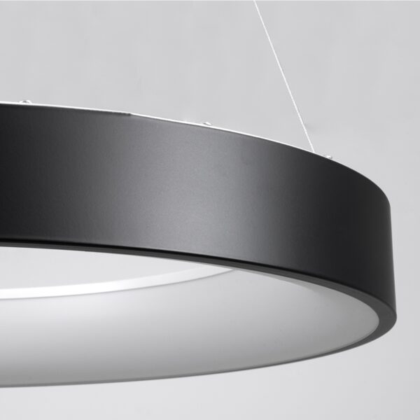GloboStar® SALEM 61245 Κρεμαστή Πλαφονιέρα Οροφής Δαχτυλίδι-Κύκλος LED CCT 105W 12075lm 120° AC 220-240V – Εναλλαγή Φωτισμού μέσω Τηλεχειριστηρίου All In One Ψυχρό 6000k+Φυσικό 4500k+Θερμό 2700k Dimmable Φ60cm – Μαύρο – 3 Years Warranty