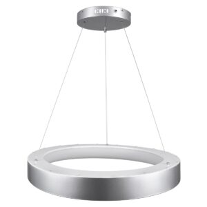 GloboStar® SALEM 61246 Κρεμαστή Πλαφονιέρα Οροφής Δαχτυλίδι-Κύκλος LED CCT 105W 12075lm 120° AC 220-240V – Εναλλαγή Φωτισμού μέσω Τηλεχειριστηρίου All In One Ψυχρό 6000k+Φυσικό 4500k+Θερμό 2700k Dimmable Φ60cm – Ασημί – 3 Years Warranty
