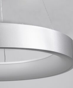 GloboStar® SALEM 61246 Κρεμαστή Πλαφονιέρα Οροφής Δαχτυλίδι-Κύκλος LED CCT 105W 12075lm 120° AC 220-240V – Εναλλαγή Φωτισμού μέσω Τηλεχειριστηρίου All In One Ψυχρό 6000k+Φυσικό 4500k+Θερμό 2700k Dimmable Φ60cm – Ασημί – 3 Years Warranty