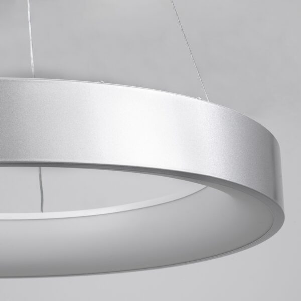GloboStar® SALEM 61246 Κρεμαστή Πλαφονιέρα Οροφής Δαχτυλίδι-Κύκλος LED CCT 105W 12075lm 120° AC 220-240V – Εναλλαγή Φωτισμού μέσω Τηλεχειριστηρίου All In One Ψυχρό 6000k+Φυσικό 4500k+Θερμό 2700k Dimmable Φ60cm – Ασημί – 3 Years Warranty
