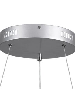 GloboStar® SALEM 61246 Κρεμαστή Πλαφονιέρα Οροφής Δαχτυλίδι-Κύκλος LED CCT 105W 12075lm 120° AC 220-240V – Εναλλαγή Φωτισμού μέσω Τηλεχειριστηρίου All In One Ψυχρό 6000k+Φυσικό 4500k+Θερμό 2700k Dimmable Φ60cm – Ασημί – 3 Years Warranty