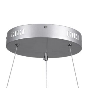 GloboStar® SALEM 61246 Κρεμαστή Πλαφονιέρα Οροφής Δαχτυλίδι-Κύκλος LED CCT 105W 12075lm 120° AC 220-240V – Εναλλαγή Φωτισμού μέσω Τηλεχειριστηρίου All In One Ψυχρό 6000k+Φυσικό 4500k+Θερμό 2700k Dimmable Φ60cm – Ασημί – 3 Years Warranty