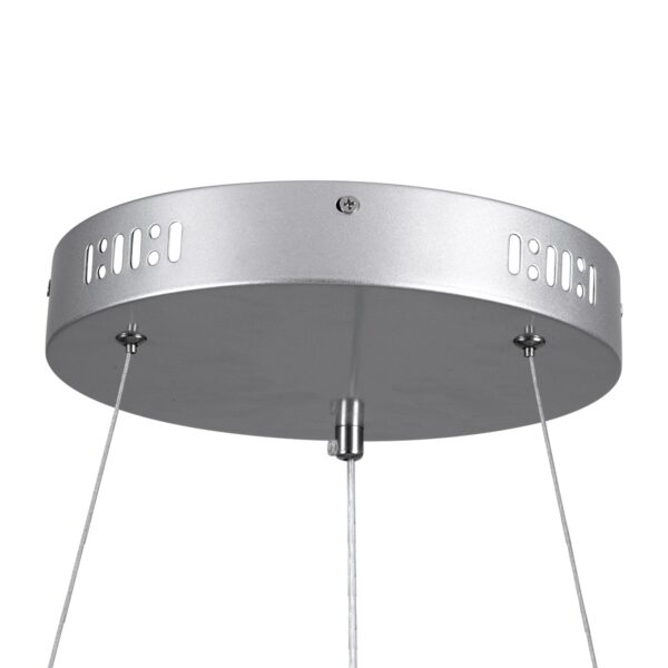 GloboStar® SALEM 61246 Κρεμαστή Πλαφονιέρα Οροφής Δαχτυλίδι-Κύκλος LED CCT 105W 12075lm 120° AC 220-240V – Εναλλαγή Φωτισμού μέσω Τηλεχειριστηρίου All In One Ψυχρό 6000k+Φυσικό 4500k+Θερμό 2700k Dimmable Φ60cm – Ασημί – 3 Years Warranty
