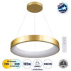 GloboStar® SALEM 61247 Κρεμαστή Πλαφονιέρα Οροφής Δαχτυλίδι-Κύκλος LED CCT 105W 12075lm 120° AC 220-240V – Εναλλαγή Φωτισμού μέσω Τηλεχειριστηρίου All In One Ψυχρό 6000k+Φυσικό 4500k+Θερμό 2700k Dimmable Φ60cm – Χρυσό Σαμπανιζέ – 3 Years Warranty