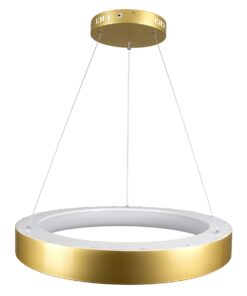 GloboStar® SALEM 61247 Κρεμαστή Πλαφονιέρα Οροφής Δαχτυλίδι-Κύκλος LED CCT 105W 12075lm 120° AC 220-240V – Εναλλαγή Φωτισμού μέσω Τηλεχειριστηρίου All In One Ψυχρό 6000k+Φυσικό 4500k+Θερμό 2700k Dimmable Φ60cm – Χρυσό Σαμπανιζέ – 3 Years Warranty