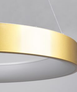 GloboStar® SALEM 61247 Κρεμαστή Πλαφονιέρα Οροφής Δαχτυλίδι-Κύκλος LED CCT 105W 12075lm 120° AC 220-240V – Εναλλαγή Φωτισμού μέσω Τηλεχειριστηρίου All In One Ψυχρό 6000k+Φυσικό 4500k+Θερμό 2700k Dimmable Φ60cm – Χρυσό Σαμπανιζέ – 3 Years Warranty