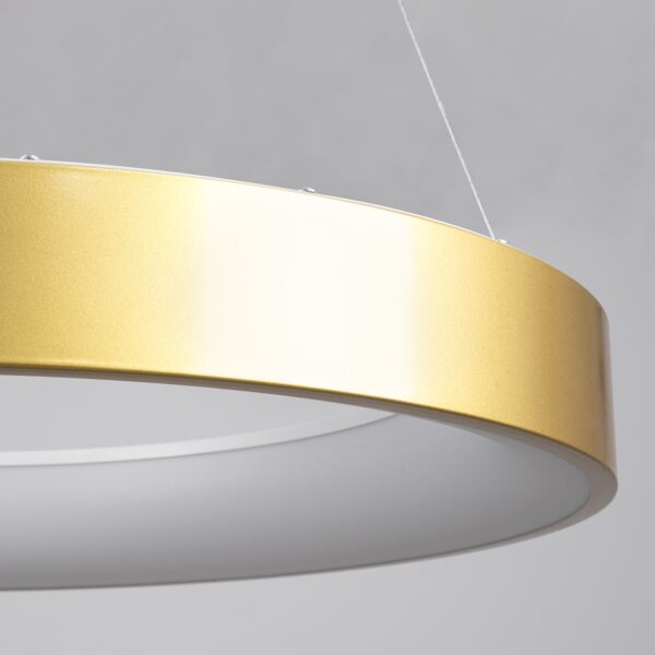 GloboStar® SALEM 61247 Κρεμαστή Πλαφονιέρα Οροφής Δαχτυλίδι-Κύκλος LED CCT 105W 12075lm 120° AC 220-240V – Εναλλαγή Φωτισμού μέσω Τηλεχειριστηρίου All In One Ψυχρό 6000k+Φυσικό 4500k+Θερμό 2700k Dimmable Φ60cm – Χρυσό Σαμπανιζέ – 3 Years Warranty