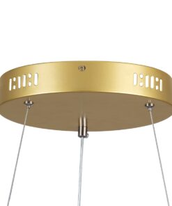 GloboStar® SALEM 61247 Κρεμαστή Πλαφονιέρα Οροφής Δαχτυλίδι-Κύκλος LED CCT 105W 12075lm 120° AC 220-240V – Εναλλαγή Φωτισμού μέσω Τηλεχειριστηρίου All In One Ψυχρό 6000k+Φυσικό 4500k+Θερμό 2700k Dimmable Φ60cm – Χρυσό Σαμπανιζέ – 3 Years Warranty