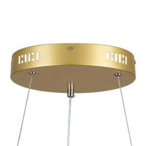 GloboStar® SALEM 61247 Κρεμαστή Πλαφονιέρα Οροφής Δαχτυλίδι-Κύκλος LED CCT 105W 12075lm 120° AC 220-240V – Εναλλαγή Φωτισμού μέσω Τηλεχειριστηρίου All In One Ψυχρό 6000k+Φυσικό 4500k+Θερμό 2700k Dimmable Φ60cm – Χρυσό Σαμπανιζέ – 3 Years Warranty