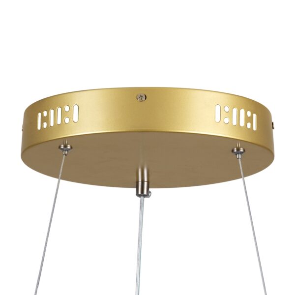 GloboStar® SALEM 61247 Κρεμαστή Πλαφονιέρα Οροφής Δαχτυλίδι-Κύκλος LED CCT 105W 12075lm 120° AC 220-240V – Εναλλαγή Φωτισμού μέσω Τηλεχειριστηρίου All In One Ψυχρό 6000k+Φυσικό 4500k+Θερμό 2700k Dimmable Φ60cm – Χρυσό Σαμπανιζέ – 3 Years Warranty