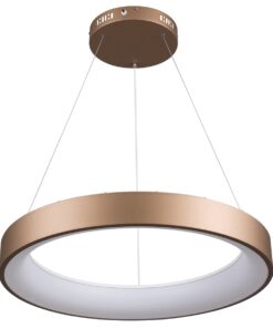 GloboStar® SALEM 61248 Κρεμαστή Πλαφονιέρα Οροφής Δαχτυλίδι-Κύκλος LED CCT 105W 12075lm 120° AC 220-240V – Εναλλαγή Φωτισμού μέσω Τηλεχειριστηρίου All In One Ψυχρό 6000k+Φυσικό 4500k+Θερμό 2700k Dimmable Φ60cm – Καφέ Χάλκινο – 3 Years Warranty