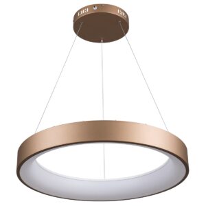 GloboStar® SALEM 61248 Κρεμαστή Πλαφονιέρα Οροφής Δαχτυλίδι-Κύκλος LED CCT 105W 12075lm 120° AC 220-240V – Εναλλαγή Φωτισμού μέσω Τηλεχειριστηρίου All In One Ψυχρό 6000k+Φυσικό 4500k+Θερμό 2700k Dimmable Φ60cm – Καφέ Χάλκινο – 3 Years Warranty