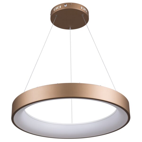 GloboStar® SALEM 61248 Κρεμαστή Πλαφονιέρα Οροφής Δαχτυλίδι-Κύκλος LED CCT 105W 12075lm 120° AC 220-240V – Εναλλαγή Φωτισμού μέσω Τηλεχειριστηρίου All In One Ψυχρό 6000k+Φυσικό 4500k+Θερμό 2700k Dimmable Φ60cm – Καφέ Χάλκινο – 3 Years Warranty