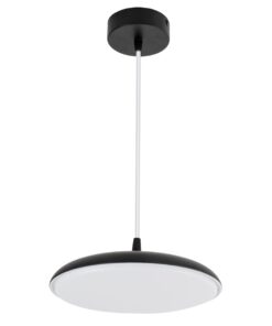 GloboStar® BARON 61251 Κρεμαστή Πλαφονιέρα Οροφής LED CCT 12W 1440lm 120° AC 220-240V – Εναλλαγή Φωτισμού μέσω Διακόπτη On/Off All In One Ψυχρό 6000k+Φυσικό 4500k+Θερμό 2700k Φ25 x Υ8cm – Μαύρο – 3 Years Warranty