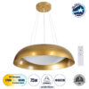 GloboStar® ANATOLIA 61270 Κρεμαστή Πλαφονιέρα Οροφής LED CCT 75W 8625lm 120° AC 220-240V – Εναλλαγή Φωτισμού μέσω Τηλεχειριστηρίου All In One Ψυχρό 6000k+Φυσικό 4500k+Θερμό 2700k Dimmable Φ60cm – Χρυσό – 3 Years Warranty