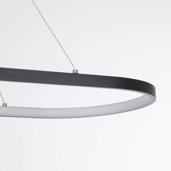 GloboStar® BOLIVAR 61271 Κρεμαστό Φωτιστικό Οροφής Design LED CCT 54W 6210lm 300° AC 220-240V – Εναλλαγή Φωτισμού μέσω Τηλεχειριστηρίου All In One Ψυχρό 6000k+Φυσικό 4500k+Θερμό 2700k Dimmable Μ120 x Π30 x Υ2cm – Μαύρο – 3 Years Warranty