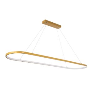 GloboStar® BOLIVAR 61274 Κρεμαστό Φωτιστικό Οροφής Design LED CCT 54W 6210lm 300° AC 220-240V – Εναλλαγή Φωτισμού μέσω Τηλεχειριστηρίου All In One Ψυχρό 6000k+Φυσικό 4500k+Θερμό 2700k Dimmable Μ120 x Π30 x Υ2cm – Χρυσό Βούρτσας – 3 Years Warranty