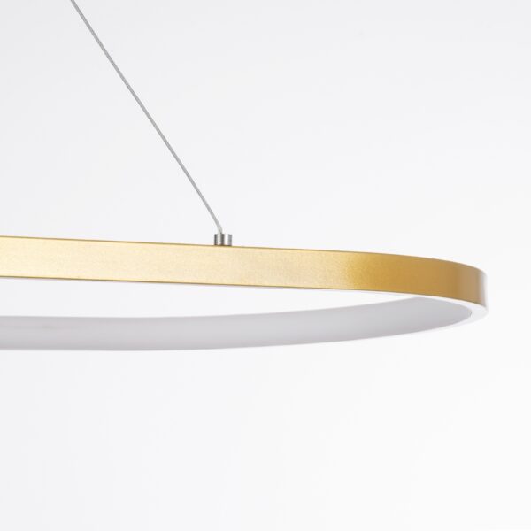 GloboStar® BOLIVAR 61274 Κρεμαστό Φωτιστικό Οροφής Design LED CCT 54W 6210lm 300° AC 220-240V – Εναλλαγή Φωτισμού μέσω Τηλεχειριστηρίου All In One Ψυχρό 6000k+Φυσικό 4500k+Θερμό 2700k Dimmable Μ120 x Π30 x Υ2cm – Χρυσό Βούρτσας – 3 Years Warranty