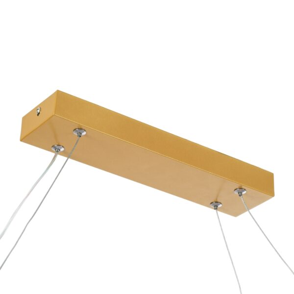 GloboStar® BOLIVAR 61274 Κρεμαστό Φωτιστικό Οροφής Design LED CCT 54W 6210lm 300° AC 220-240V – Εναλλαγή Φωτισμού μέσω Τηλεχειριστηρίου All In One Ψυχρό 6000k+Φυσικό 4500k+Θερμό 2700k Dimmable Μ120 x Π30 x Υ2cm – Χρυσό Βούρτσας – 3 Years Warranty