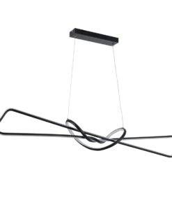 GloboStar® DOLORES 61279 Κρεμαστό Φωτιστικό Οροφής Design LED CCT 105W 11760lm 300° AC 220-240V – Εναλλαγή Φωτισμού μέσω Τηλεχειριστηρίου All In One Ψυχρό 6000k+Φυσικό 4500k+Θερμό 2700k Dimmable Μ110 x Π17 x Υ17.5cm – Μαύρο – 3 Years Warranty