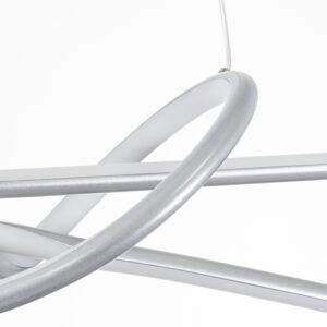 GloboStar® DOLORES 61281 Κρεμαστό Φωτιστικό Οροφής Design LED CCT 105W 11760lm 300° AC 220-240V – Εναλλαγή Φωτισμού μέσω Τηλεχειριστηρίου All In One Ψυχρό 6000k+Φυσικό 4500k+Θερμό 2700k Dimmable Μ110 x Π17 x Υ17.5cm – Νίκελ Ασημί Βούρτσας – 3 Years Warran