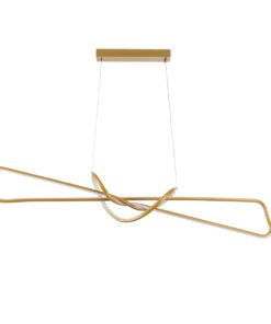 GloboStar® DOLORES 61282 Κρεμαστό Φωτιστικό Οροφής Design LED CCT 105W 11760lm 300° AC 220-240V – Εναλλαγή Φωτισμού μέσω Τηλεχειριστηρίου All In One Ψυχρό 6000k+Φυσικό 4500k+Θερμό 2700k Dimmable Μ110 x Π17 x Υ17.5cm – Χρυσό Βούρτσας – 3 Years Warranty