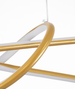 GloboStar® DOLORES 61282 Κρεμαστό Φωτιστικό Οροφής Design LED CCT 105W 11760lm 300° AC 220-240V – Εναλλαγή Φωτισμού μέσω Τηλεχειριστηρίου All In One Ψυχρό 6000k+Φυσικό 4500k+Θερμό 2700k Dimmable Μ110 x Π17 x Υ17.5cm – Χρυσό Βούρτσας – 3 Years Warranty