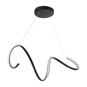 GloboStar® SPIRALE 61283 Κρεμαστό Φωτιστικό Οροφής Design LED CCT 75W 8400lm 300° AC 220-240V – Εναλλαγή Φωτισμού μέσω Τηλεχειριστηρίου All In One Ψυχρό 6000k+Φυσικό 4500k+Θερμό 2700k Dimmable Μ72 x Π25 x Υ18cm – Μαύρο – 3 Years Warranty