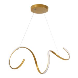 GloboStar® SPIRALE 61286 Κρεμαστό Φωτιστικό Οροφής Design LED CCT 75W 8400lm 300° AC 220-240V – Εναλλαγή Φωτισμού μέσω Τηλεχειριστηρίου All In One Ψυχρό 6000k+Φυσικό 4500k+Θερμό 2700k Dimmable Μ72 x Π25 x Υ18cm – Χρυσό Βούρτσας – 3 Years Warranty
