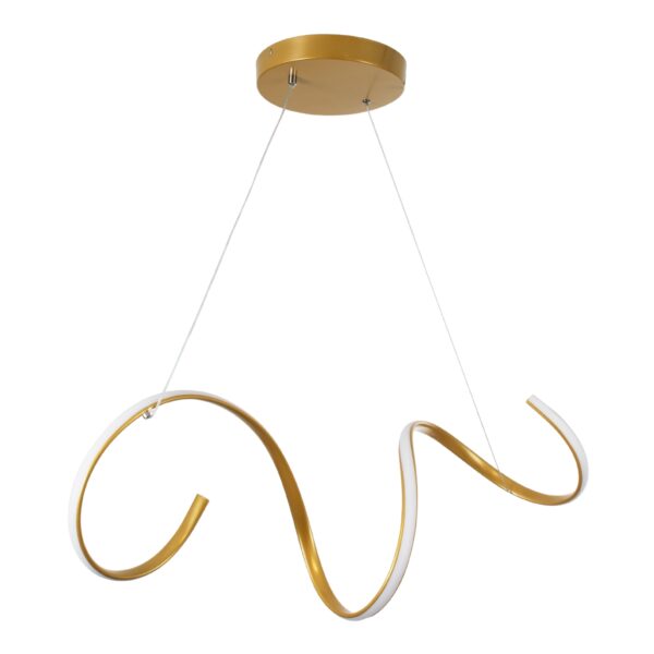 GloboStar® SPIRALE 61286 Κρεμαστό Φωτιστικό Οροφής Design LED CCT 75W 8400lm 300° AC 220-240V – Εναλλαγή Φωτισμού μέσω Τηλεχειριστηρίου All In One Ψυχρό 6000k+Φυσικό 4500k+Θερμό 2700k Dimmable Μ72 x Π25 x Υ18cm – Χρυσό Βούρτσας – 3 Years Warranty