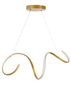 GloboStar® SPIRALE 61286 Κρεμαστό Φωτιστικό Οροφής Design LED CCT 75W 8400lm 300° AC 220-240V – Εναλλαγή Φωτισμού μέσω Τηλεχειριστηρίου All In One Ψυχρό 6000k+Φυσικό 4500k+Θερμό 2700k Dimmable Μ72 x Π25 x Υ18cm – Χρυσό Βούρτσας – 3 Years Warranty