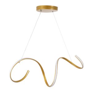 GloboStar® SPIRALE 61286 Κρεμαστό Φωτιστικό Οροφής Design LED CCT 75W 8400lm 300° AC 220-240V – Εναλλαγή Φωτισμού μέσω Τηλεχειριστηρίου All In One Ψυχρό 6000k+Φυσικό 4500k+Θερμό 2700k Dimmable Μ72 x Π25 x Υ18cm – Χρυσό Βούρτσας – 3 Years Warranty