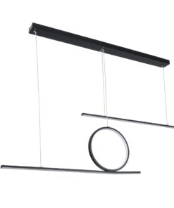 GloboStar® TEREZA 61288 Κρεμαστό Φωτιστικό Οροφής Design LED CCT 67W 7504lm 300° AC 220-240V – Εναλλαγή Φωτισμού μέσω Τηλεχειριστηρίου All In One Ψυχρό 6000k+Φυσικό 4500k+Θερμό 2700K Dimmable Μ110 x Π4.5 x Υ34cm – Μαύρο – 3 Χρόνια Εγγύηση