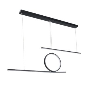 GloboStar® TEREZA 61288 Κρεμαστό Φωτιστικό Οροφής Design LED CCT 67W 7504lm 300° AC 220-240V – Εναλλαγή Φωτισμού μέσω Τηλεχειριστηρίου All In One Ψυχρό 6000k+Φυσικό 4500k+Θερμό 2700K Dimmable Μ110 x Π4.5 x Υ34cm – Μαύρο – 3 Χρόνια Εγγύηση