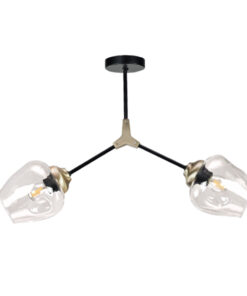 InLight Κρεμαστό φωτιστικό από μαύρο μέταλλο και διάφανο γυαλί (6129-2-GL)