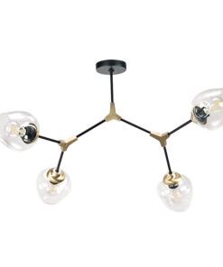 InLight Κρεμαστό φωτιστικό από μαύρο μέταλλο και διάφανο γυαλί (6129-4-GL)