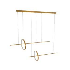 GloboStar® LINEARE 61291 Κρεμαστό Φωτιστικό Οροφής Design LED CCT 67W 7504lm 300° AC 220-240V – Εναλλαγή Φωτισμού μέσω Τηλεχειριστηρίου All In One Ψυχρό 6000k+Φυσικό 4500k+Θερμό 2700k Dimmable Μ130 x Π25 x Υ60cm – Χρυσό Πλατίνα – 3 Years Warranty