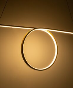 GloboStar® ROME 61297 Κρεμαστό Φωτιστικό Οροφής Linear Design LED CCT 24W 2640lm 200° AC 220-240V – Εναλλαγή Φωτισμού μέσω Διακόπτη On/Off All In One Ψυχρό 6000k+Φυσικό 4500k+Θερμό 2700k Μ65.5 x Π4 x Υ33cm – Χρυσό Βούρτσας – 3 Years Warranty