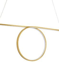 GloboStar® ROME 61297 Κρεμαστό Φωτιστικό Οροφής Linear Design LED CCT 24W 2640lm 200° AC 220-240V – Εναλλαγή Φωτισμού μέσω Διακόπτη On/Off All In One Ψυχρό 6000k+Φυσικό 4500k+Θερμό 2700k Μ65.5 x Π4 x Υ33cm – Χρυσό Βούρτσας – 3 Years Warranty