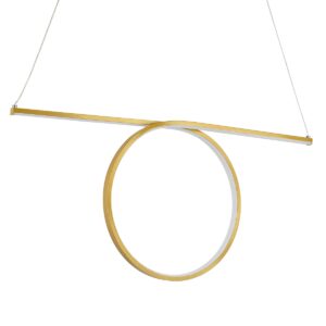 GloboStar® ROME 61297 Κρεμαστό Φωτιστικό Οροφής Linear Design LED CCT 24W 2640lm 200° AC 220-240V – Εναλλαγή Φωτισμού μέσω Διακόπτη On/Off All In One Ψυχρό 6000k+Φυσικό 4500k+Θερμό 2700k Μ65.5 x Π4 x Υ33cm – Χρυσό Βούρτσας – 3 Years Warranty