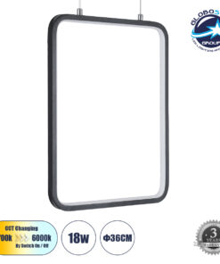 GloboStar® NEROBA 61302 Κρεμαστό Φωτιστικό Οροφής Linear Design LED CCT 18W 1980lm 360° AC 220-240V – Εναλλαγή Φωτισμού μέσω Διακόπτη On/Off All In One Ψυχρό 6000k+Φυσικό 4500k+Θερμό 2700k Μ29 x Π2 x Υ36cm – Μαύρο – 3 Years Warranty