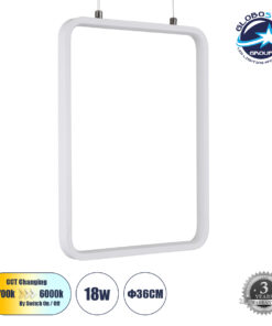 GloboStar® NEROBA 61303 Κρεμαστό Φωτιστικό Οροφής Linear Design LED CCT 18W 1980lm 360° AC 220-240V – Εναλλαγή Φωτισμού μέσω Διακόπτη On/Off All In One Ψυχρό 6000k+Φυσικό 4500k+Θερμό 2700k Μ29 x Π2 x Υ36cm – Λευκό – 3 Years Warranty